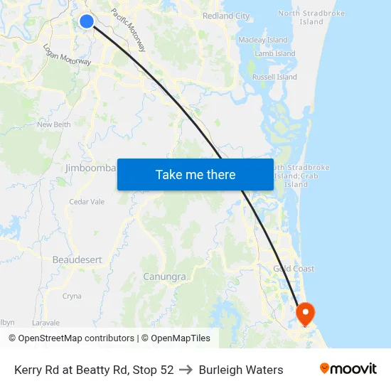 Kerry Rd at Beatty Rd, Stop 52 to Burleigh Waters map