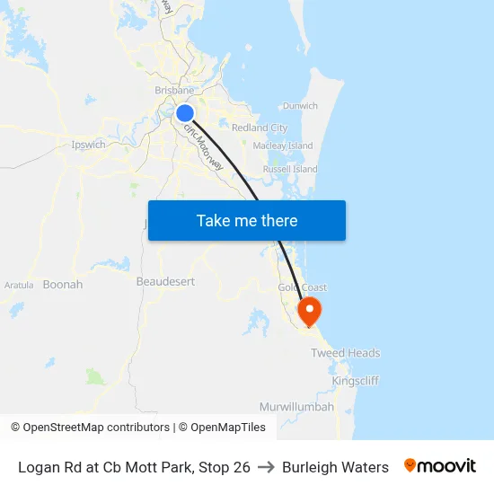 Logan Rd at Cb Mott Park, Stop 26 to Burleigh Waters map