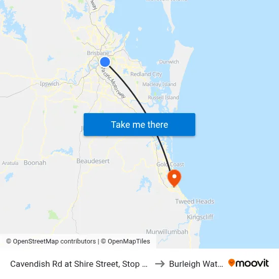 Cavendish Rd at Shire Street, Stop 27/28 to Burleigh Waters map