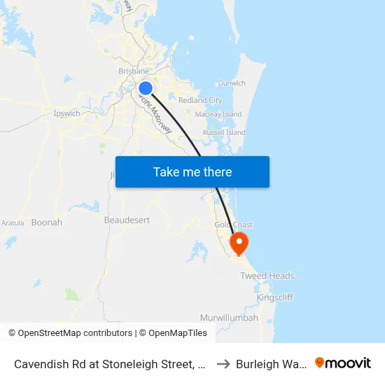 Cavendish Rd at Stoneleigh Street, Stop 38 to Burleigh Waters map
