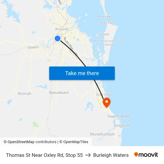 Thomas St Near Oxley Rd, Stop 55 to Burleigh Waters map