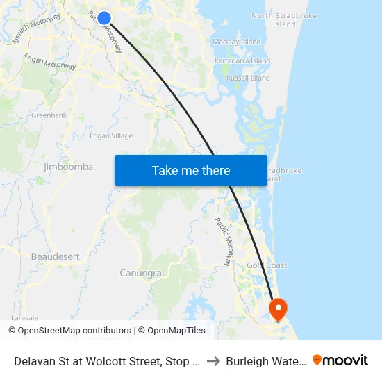 Delavan St at Wolcott Street, Stop 86 to Burleigh Waters map
