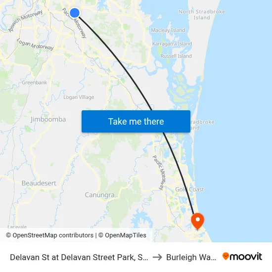 Delavan St at Delavan Street Park, Stop 85 to Burleigh Waters map
