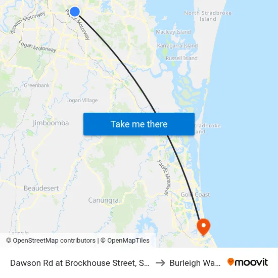 Dawson Rd at Brockhouse Street, Stop 77 to Burleigh Waters map