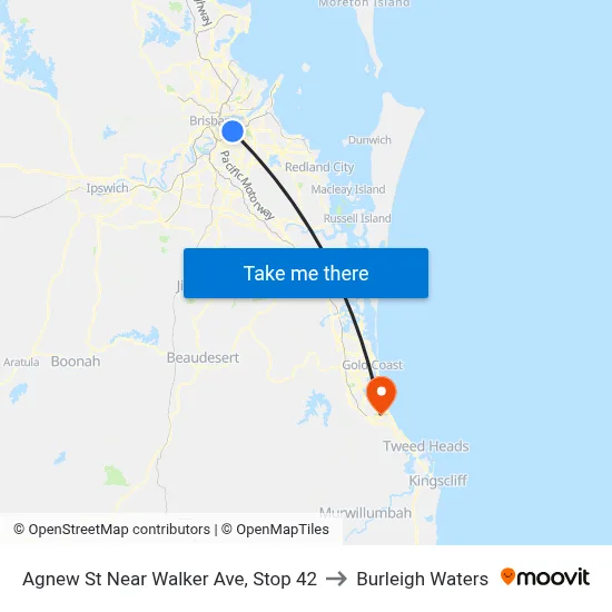 Agnew St Near Walker Ave, Stop 42 to Burleigh Waters map