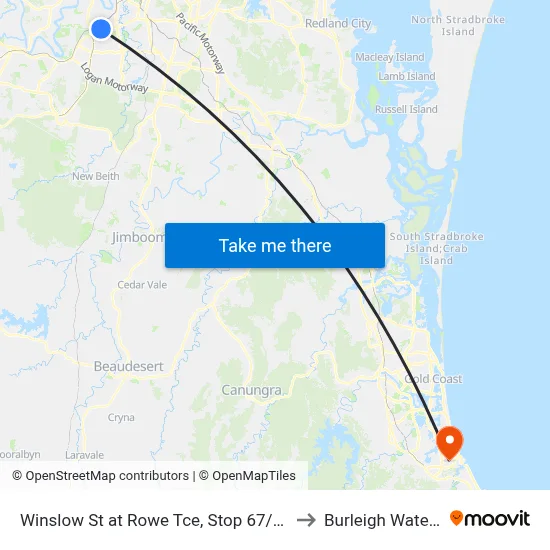 Winslow St at Rowe Tce, Stop 67/68 to Burleigh Waters map