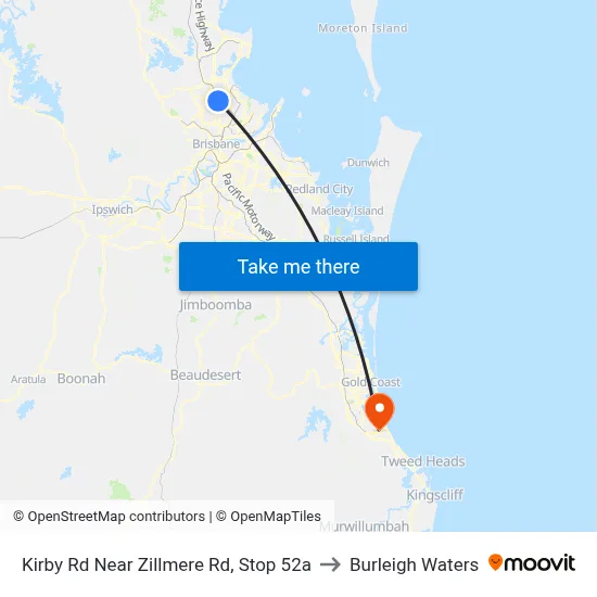 Kirby Rd Near Zillmere Rd, Stop 52a to Burleigh Waters map