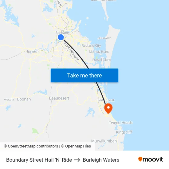 Boundary Street Hail 'N' Ride to Burleigh Waters map