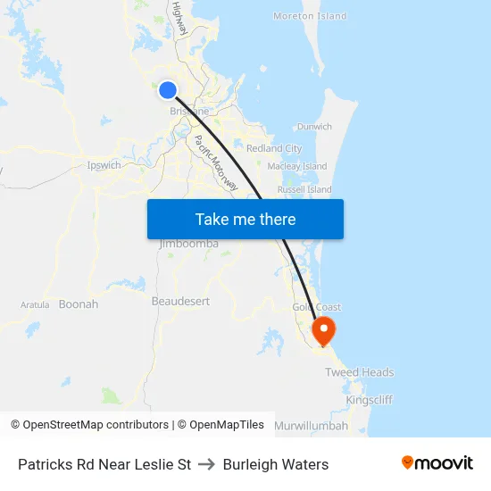 Patricks Rd Near Leslie St to Burleigh Waters map