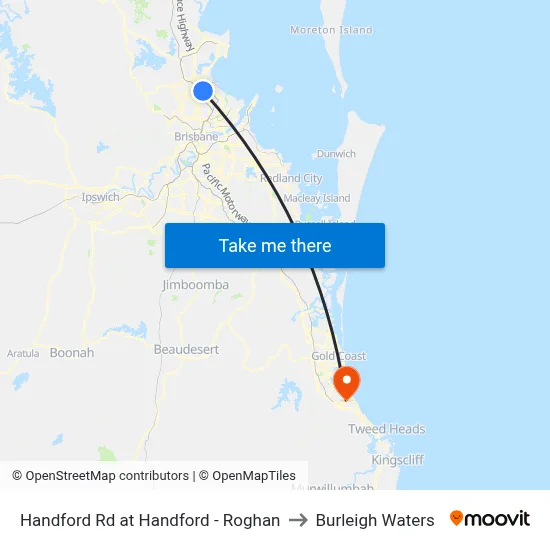 Handford Rd at Handford - Roghan to Burleigh Waters map