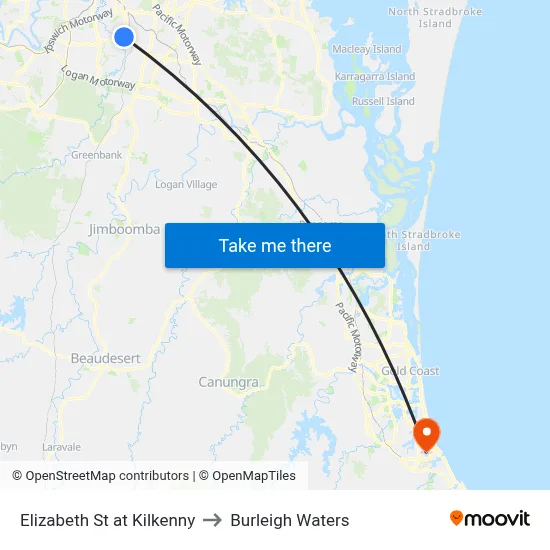 Elizabeth St at Kilkenny to Burleigh Waters map