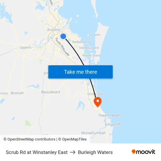 Scrub Rd at Winstanley East to Burleigh Waters map