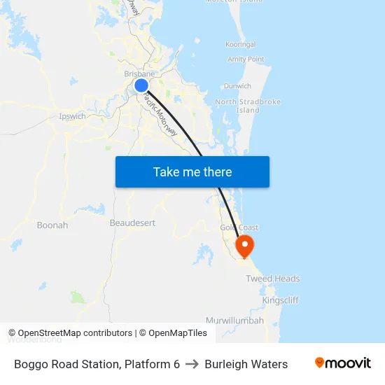 Boggo Road Station, Platform 6 to Burleigh Waters map