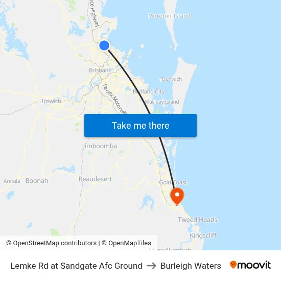 Lemke Rd at Sandgate Afc Ground to Burleigh Waters map