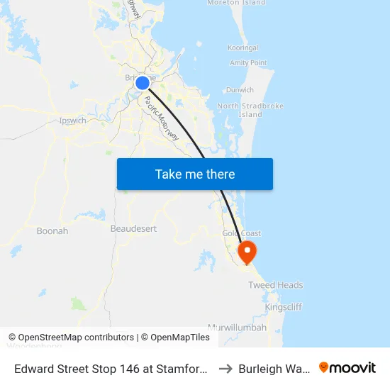Edward Street Stop 146 at Stamford Plaza to Burleigh Waters map