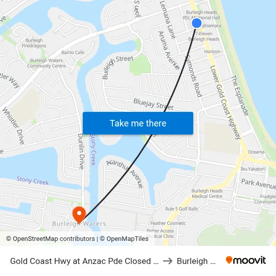 Gold Coast Hwy at Anzac Pde Closed From 21-04-26 to Burleigh Waters map