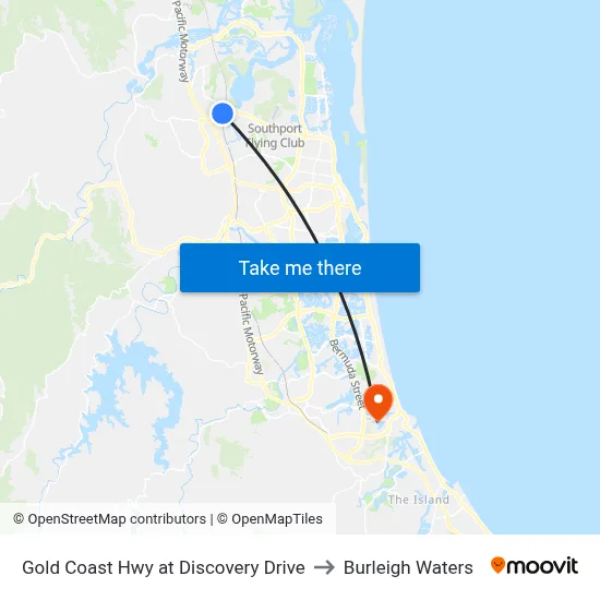 Gold Coast Hwy at Discovery Drive to Burleigh Waters map
