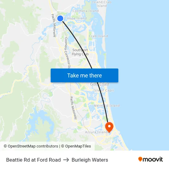 Beattie Rd at Ford Road to Burleigh Waters map