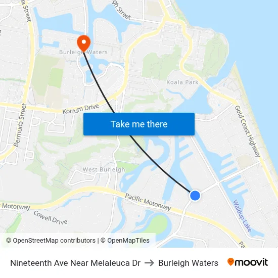 Nineteenth Ave Near Melaleuca Dr to Burleigh Waters map
