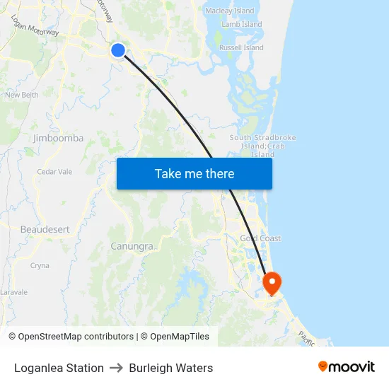Loganlea Station to Burleigh Waters map