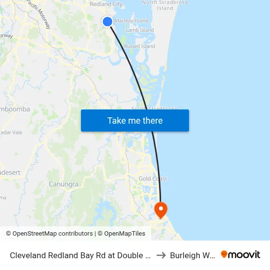 Cleveland Redland Bay Rd at Double Jump Road to Burleigh Waters map