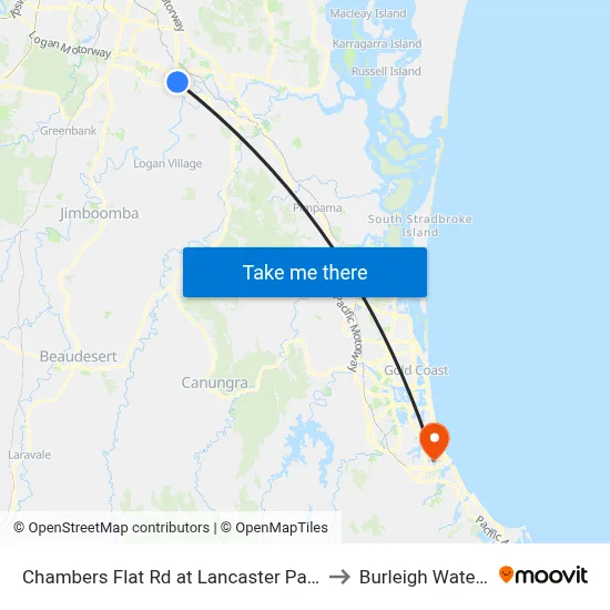 Chambers Flat Rd at Lancaster Park to Burleigh Waters map
