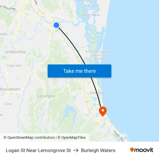 Logan St Near Lemongrove St to Burleigh Waters map