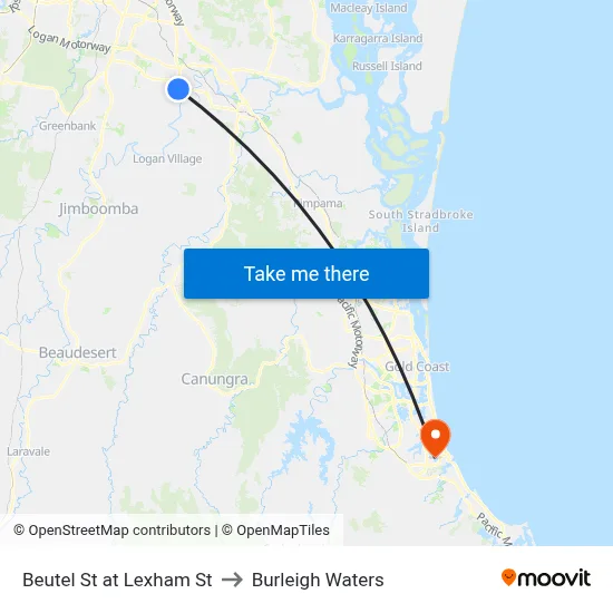 Beutel St at Lexham St to Burleigh Waters map
