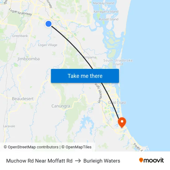 Muchow Rd Near Moffatt Rd to Burleigh Waters map