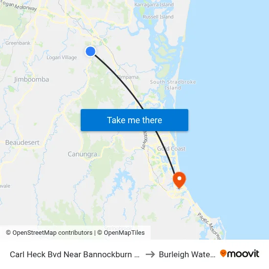 Carl Heck Bvd Near Bannockburn Rd to Burleigh Waters map