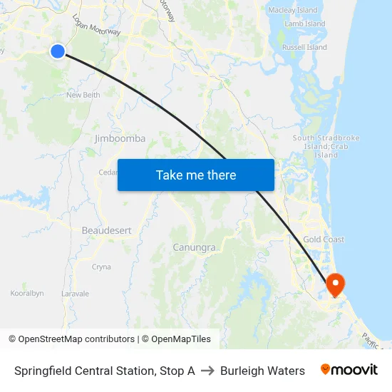 Springfield Central Station, Stop A to Burleigh Waters map