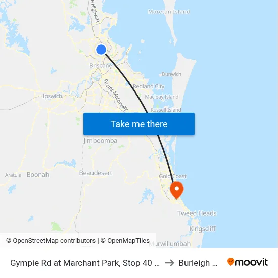 Gympie Rd at Marchant Park, Stop 40 (Temp Closure) to Burleigh Waters map