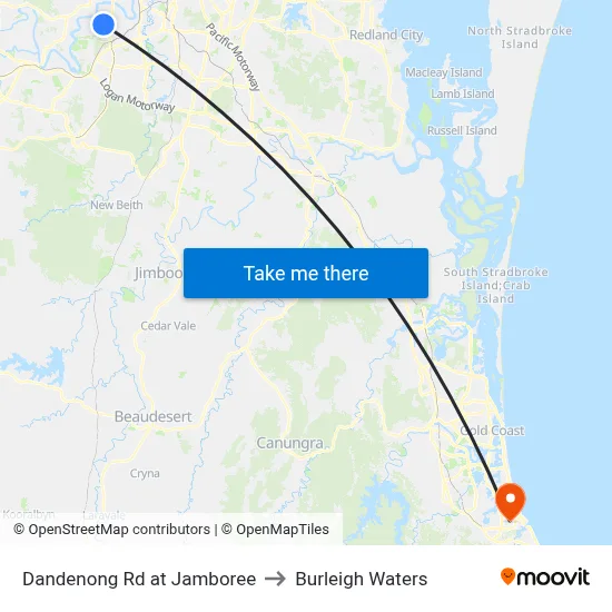 Dandenong Rd at Jamboree to Burleigh Waters map