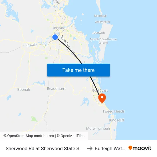 Sherwood Rd at Sherwood State School to Burleigh Waters map