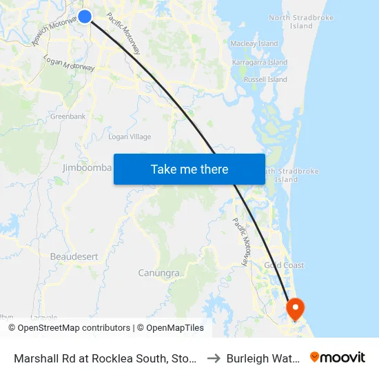 Marshall Rd at Rocklea South, Stop 41 to Burleigh Waters map