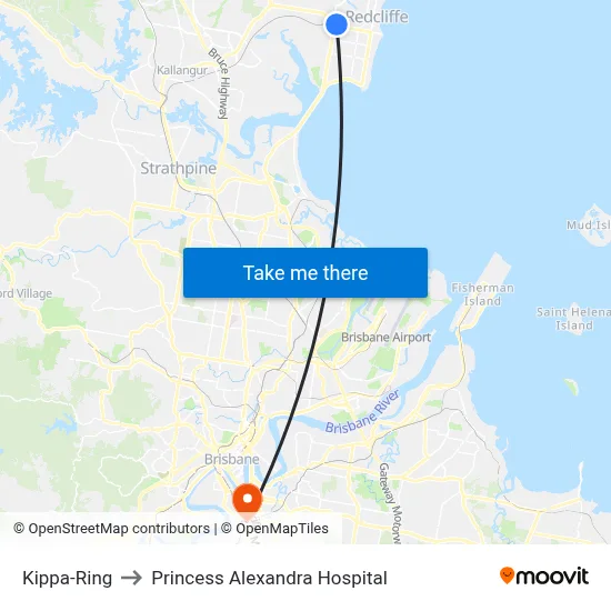 Kippa-Ring to Princess Alexandra Hospital map