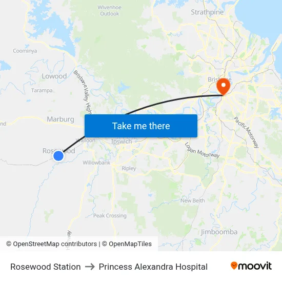 Rosewood Station to Princess Alexandra Hospital map