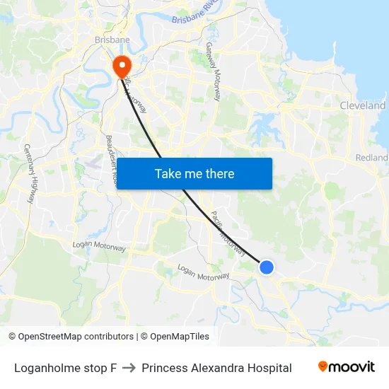 Loganholme stop F to Princess Alexandra Hospital map