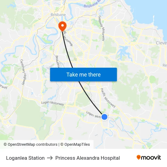 Loganlea Station to Princess Alexandra Hospital map