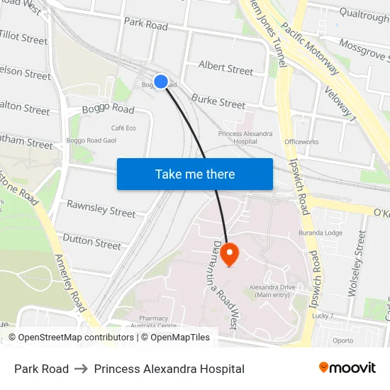 Park Road to Princess Alexandra Hospital map