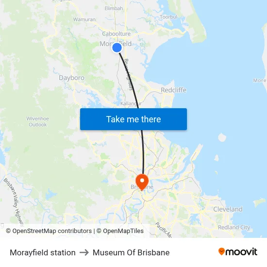 Morayfield station to Museum Of Brisbane map
