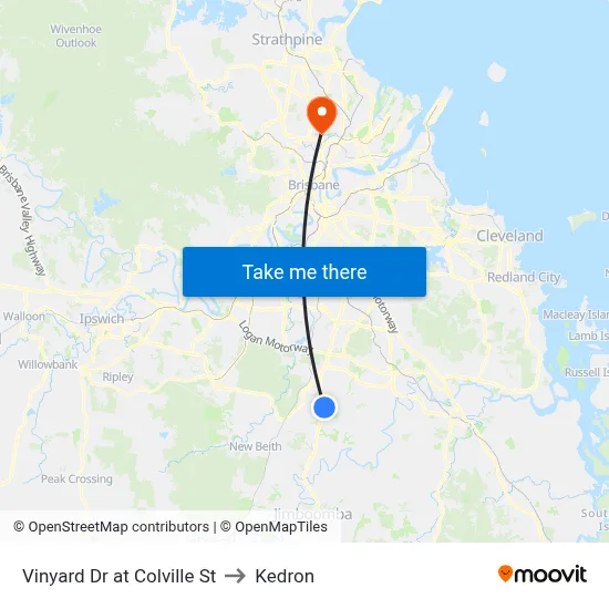 Vinyard Dr at Colville St to Kedron map