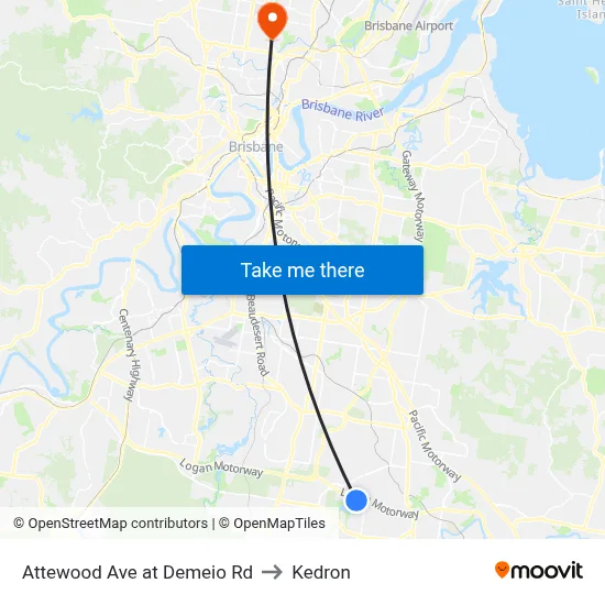 Attewood Ave at Demeio Rd to Kedron map