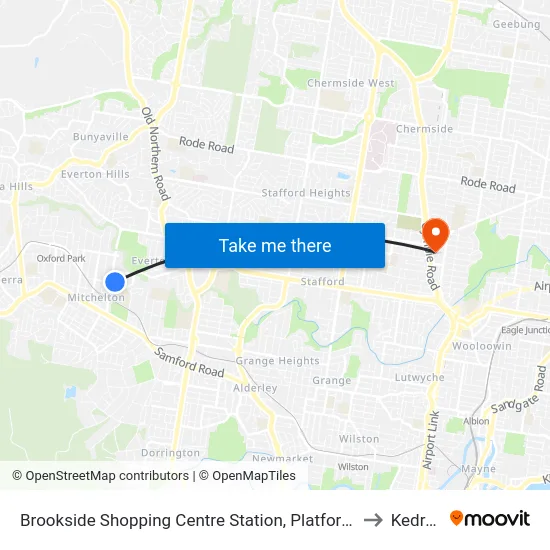 Brookside Shopping Centre Station, Platform B to Kedron map