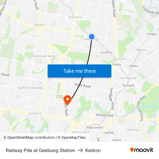 Railway Pde at Geebung Station to Kedron map