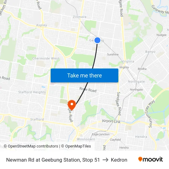 Newman Rd at Geebung Station, Stop 51 to Kedron map