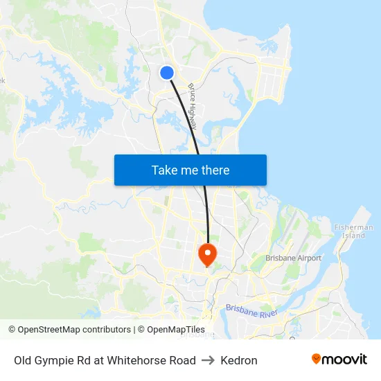 Old Gympie Rd at Whitehorse Road to Kedron map