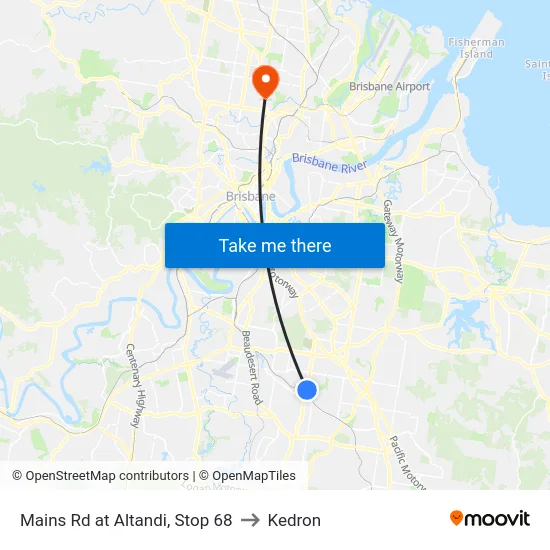 Mains Rd at Altandi, Stop 68 to Kedron map