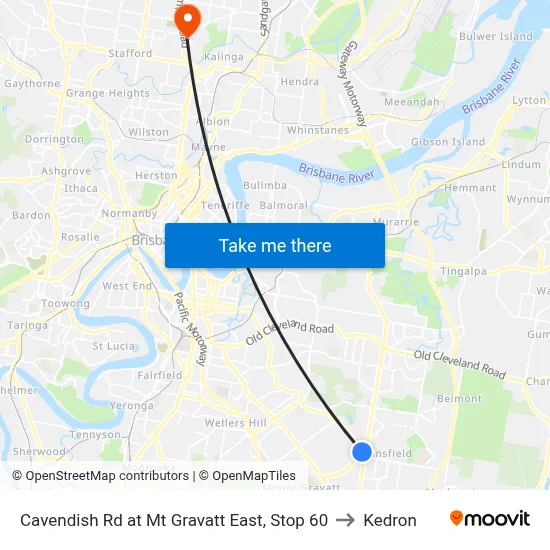 Cavendish Rd at Mt Gravatt East, Stop 60 to Kedron map