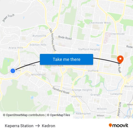 Keperra Station to Kedron map